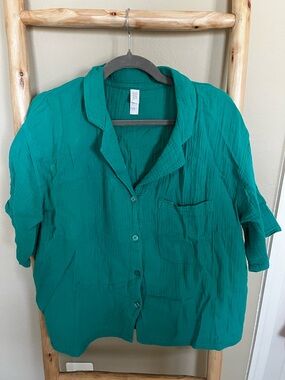 stars above Emerald Green Button-Up Shirt